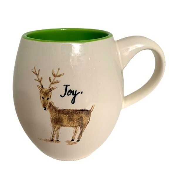 Rae‎ Dunn Christmas Rustic Reindeer Joy Collectible Mug - Picture 1 of 3
